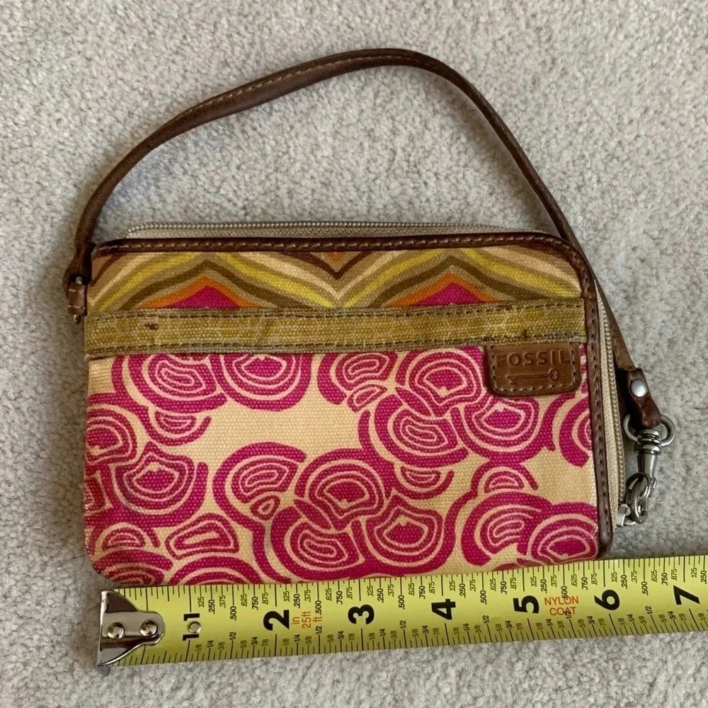 Fossil Key-Per Wristlet Wallet pink and mustard color